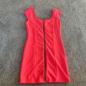 Neon pink zip dress